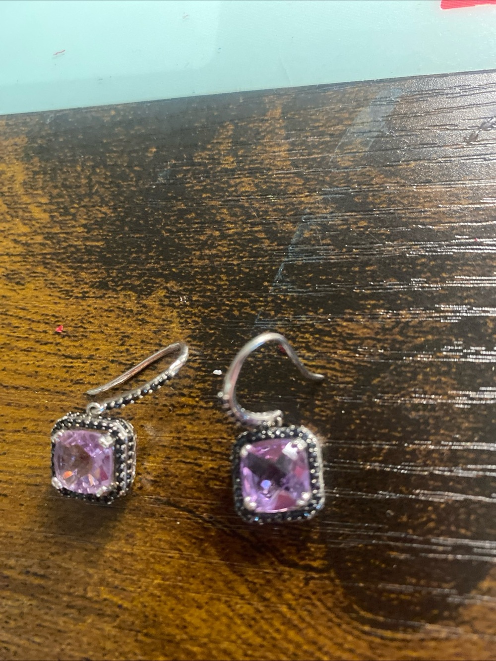 Rarities By Carol Brodie Amethyst and Black Spinel Drop Earrings